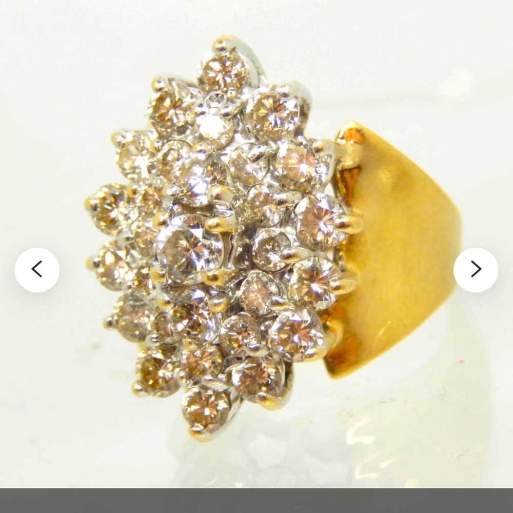 Vintage 14k Yellow Gold Diamond Cluster Ring